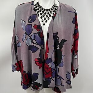 Ny Collection medium plum red open cardigan